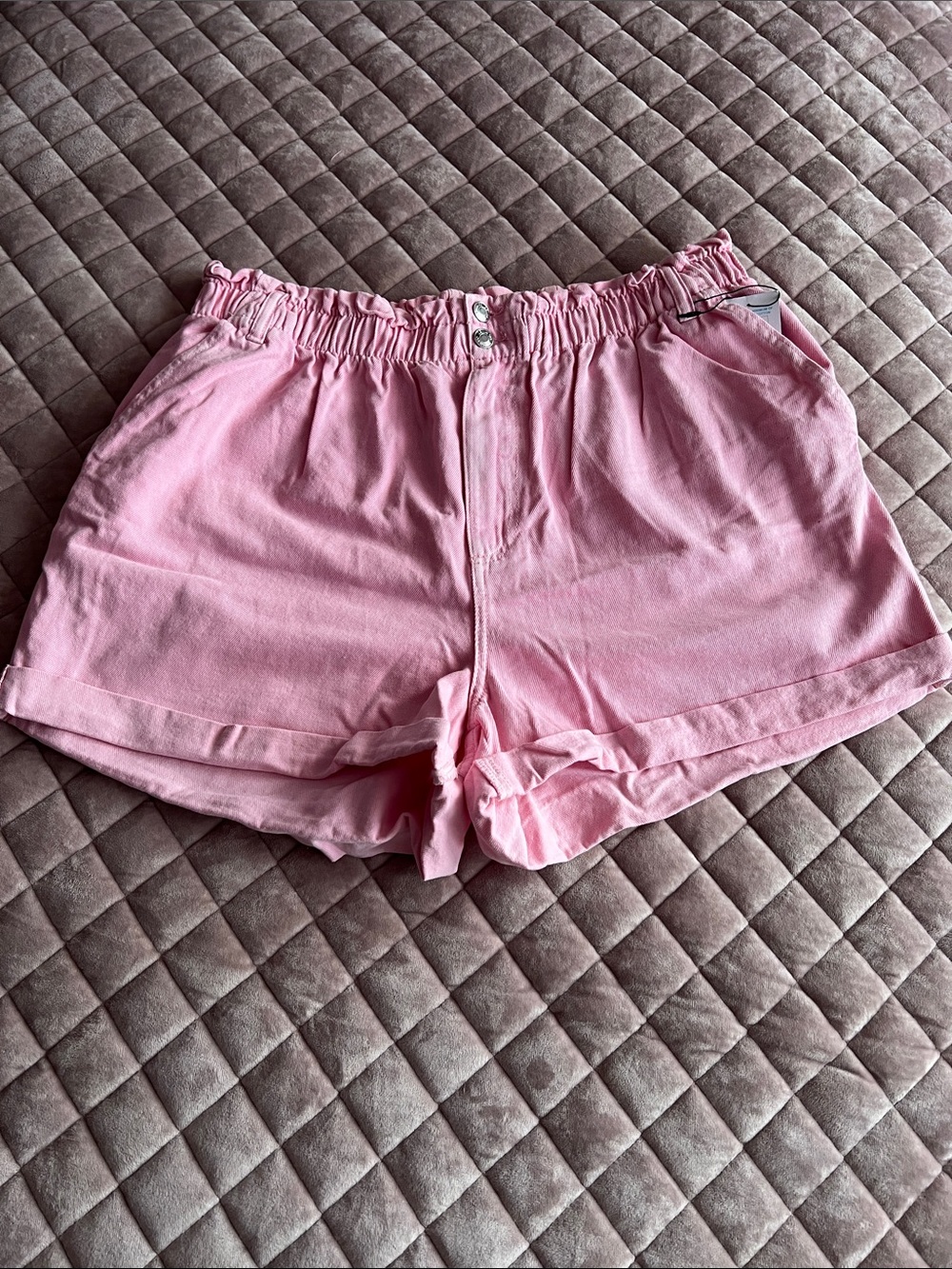 Denim&Co Pink High-Waist Elastic Waist Casual Shorts
